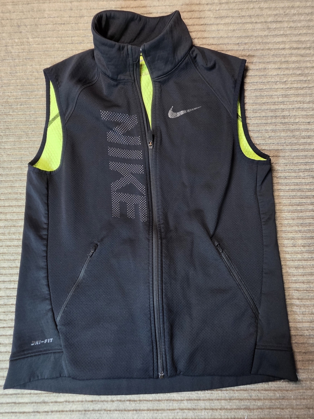 Nike Vest Mens L Black Neon Therma Sphere Training Dri Fit Jacket Waffle Grid